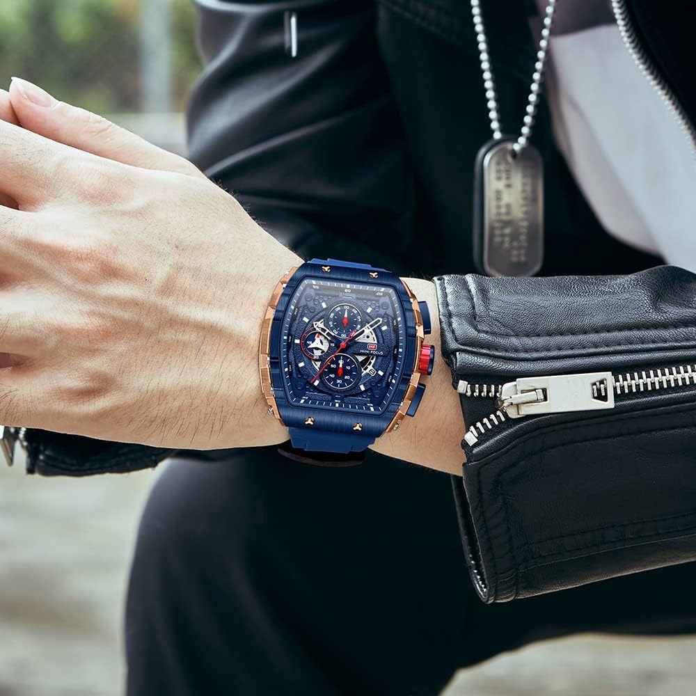 Mini Focus Men’s Watch – Fashion Sport Quartz Chronograph Watch with Big Dial, Luminous & 30M Water Resistant