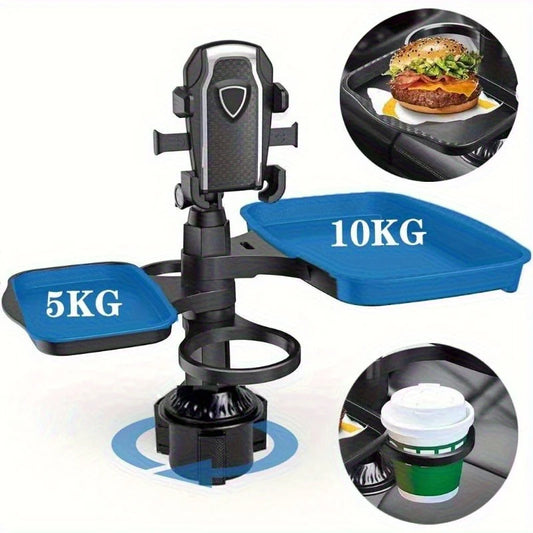 5-in-1 Car Cup Holder Expander with Food Tray & Phone Mount | Adjustable Double Cup Holder for Car, SUV & Truck