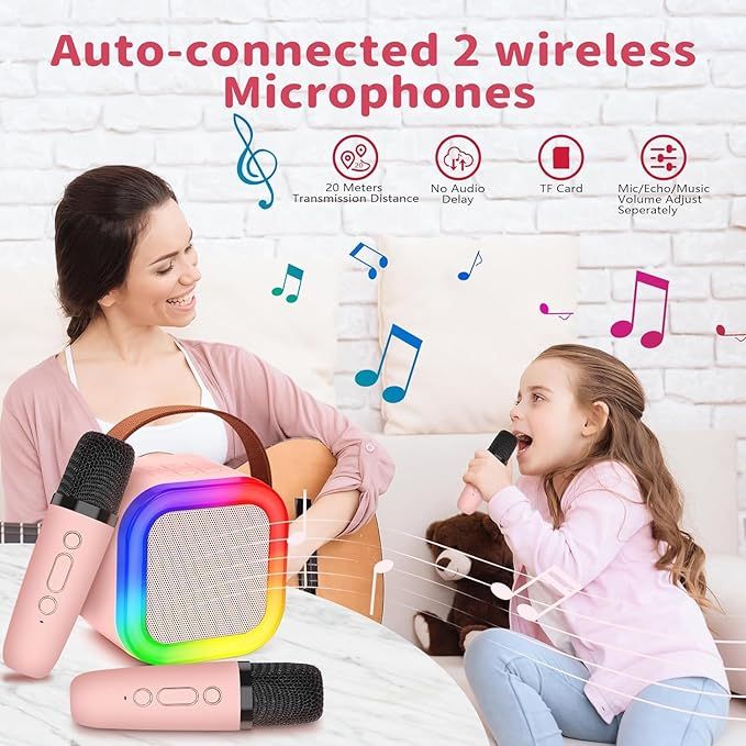 Portable Karaoke Speaker with 2 Wireless Mics