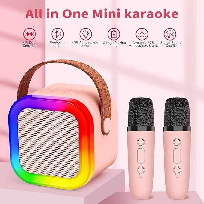 Portable Karaoke Speaker with 2 Wireless Mics